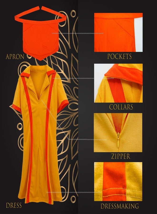 CosplayStudio Women Waitress Costume Waiter Dress Halloween Costume Yellow Uniform Party Halloween Cosplay Dress (S) - Image 5